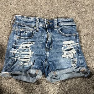 American Eagle Distressed Blue Denim Shorts